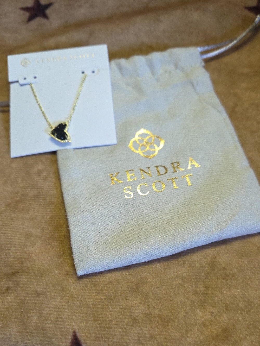 Kendra Scott Gold  Tone Necklace with Black Heart Pendant